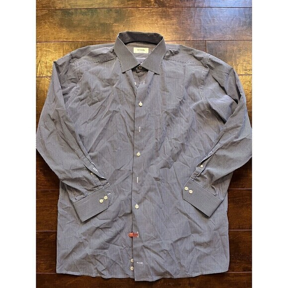 Eton Mens Button Up Casual Contemporary Dress Shirt Size 47 18.5 - Picture 1 of 7